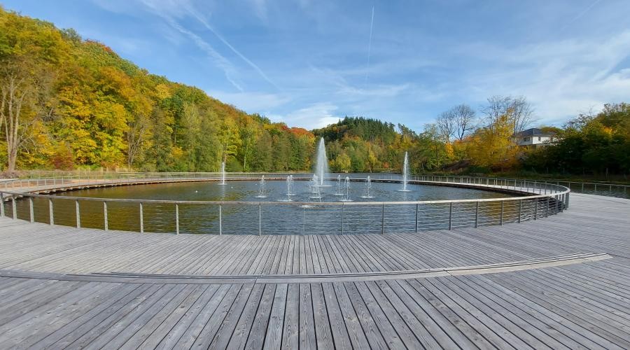 Eine Wasserfontäne auf der Landesgartenschau in Bad Gandersheim. Quelle: Landesgartenschau Bad Gandersheim 