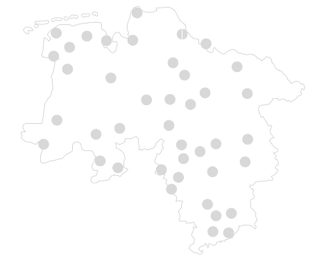 Niedersachsenkarte mit Markierung der niedersächsischen Sparkassen. - Quelle: SVN